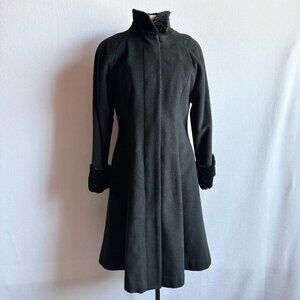 Black Wool & Angora Fit & Flare Princess Seam Coat